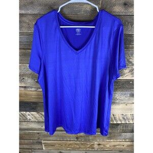 Athletic Works Women's Plus Sz XXL Purple Short Sleeve V-Neck Top
